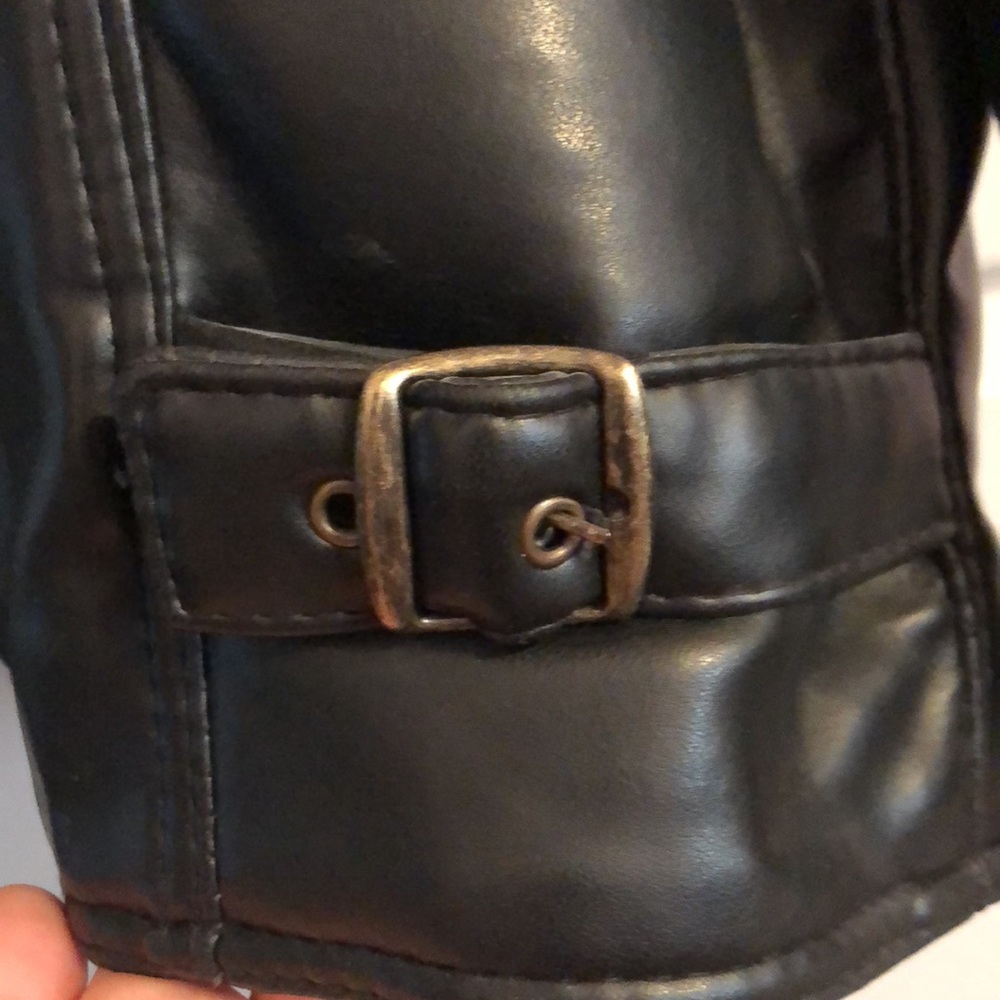 Black Faux Leather Jacket Mens Large - Picture 7 of 12
